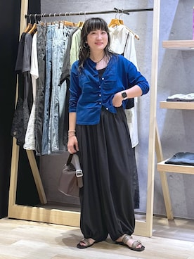 「bijorie（ビジュリィ）の【bijorie】カップ付きバッククロスキャミ／NEW BASIC 25SS（キャミソール、ブラック系）」を使った、haru.さん（レディース・160cm）の夏コーディネート
