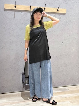 「LEPSIM（レプシィム）のステンレスニュアンスバングル　1023634（バングル/リストバンド、シルバー系）」を使った、haru.さん（レディース・160cm）の夏コーディネート