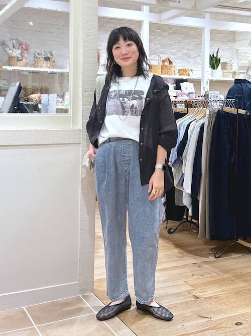 接触冷感】ひんやりタックテーパードデニム[プチ・プラスサイズ