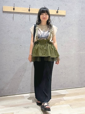 「LEPSIM（レプシィム）のマルチWAYZIPベスト　1049048（ベスト、グリーン系）」を使った、haru.さん（レディース・160cm）の夏コーディネート