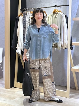 「LOWRYS FARM（ローリーズファーム）のステンレスｈｏｏｐピアス　588509（ピアス（両耳用）、ゴールド系）」を使った、haru.さん（レディース・160cm）の春コーディネート