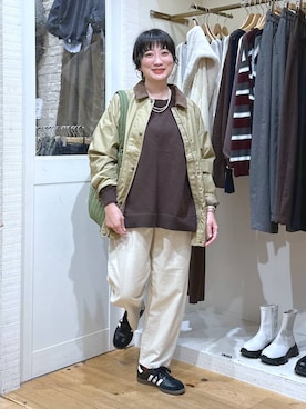 「studio CLIP（スタディオクリップ）のやわらかストレッチカーブイージーパンツ[プチ・プラスサイズあり]（その他パンツ）」を使った、haru.さん（レディース・160cm）の秋コーディネート