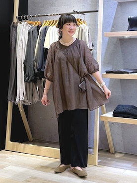 「bijorie（ビジュリィ）の【bijorie】カップ付きリブスクエアキャミ／NEW BASIC 25SS（キャミソール、グリーン系）」を使った、haru.さん（レディース・160cm）の春コーディネート