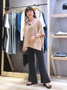 「bijorie（ビジュリィ）の【bijorie】カップ付きバッククロスキャミ／NEW BASIC 25SS（キャミソール、ブラック系）」を使った、haru.さん（レディース・160cm）の夏コーディネート