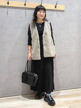 「LEPSIM（レプシィム）のスニーカーローファー　1042668（ローファー、ブラック系）」を使った、haru.さん（レディース・160cm）の秋コーディネート