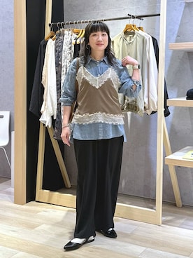 「LEPSIM（レプシィム）のロングハンドルボストン　579910（ボストンバッグ、ブラウン系）」を使った、haru.さん（レディース・160cm）の春コーディネート