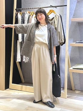 「LOWRYS FARM（ローリーズファーム）のステンレスｈｏｏｐピアス　588509（ピアス（両耳用）、ゴールド系）」を使った、haru.さん（レディース・160cm）の春コーディネート