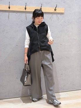 「LEPSIM（レプシィム）の【産前・産後対応】マタニティ／イージーストレートパンツ　1046891（マタニティウェア/グッズ、グレー系）」を使った、haru.さん（レディース・160cm）の秋コーディネート
