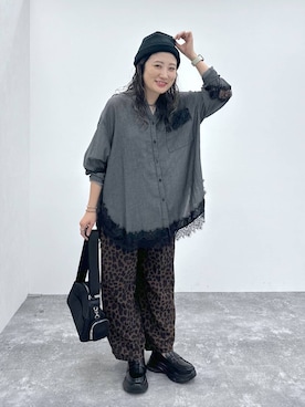 「LEPSIM（レプシィム）のスニーカーローファー　1042668（ローファー、ブラック系）」を使った、haru.さん（レディース・160cm）の夏コーディネート