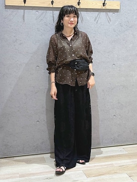 「LEPSIM（レプシィム）の2WAYレースパッチワークパンツ　1017903（その他パンツ、ブラック系）」を使った、haru.さん（レディース・160cm）の夏コーディネート