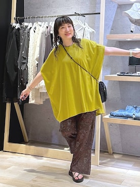 「LOWRYS FARM（ローリーズファーム）のステンレスｈｏｏｐピアス　588509（ピアス（両耳用）、ゴールド系）」を使った、haru.さん（レディース・160cm）の夏コーディネート