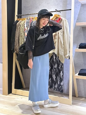 「LEPSIM（レプシィム）のステンレスロングアレンジネックレス　587102（ネックレス、シルバー系）」を使った、haru.さん（レディース・160cm）の春コーディネート