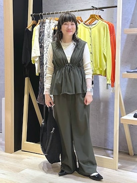 「LOWRYS FARM（ローリーズファーム）のステンレスｈｏｏｐピアス　588509（ピアス（両耳用）、ゴールド系）」を使った、haru.さん（レディース・160cm）の春コーディネート