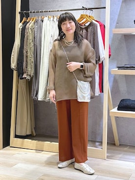 「LOWRYS FARM（ローリーズファーム）のステンレスｈｏｏｐピアス　588509（ピアス（両耳用）、ゴールド系）」を使った、haru.さん（レディース・160cm）の春コーディネート