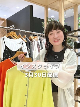 「LEPSIM（レプシィム）の楊柳柄イージーパンツ　290321（その他パンツ、ブラック系）」を使った、haru.さん（レディース・160cm）の春コーディネート