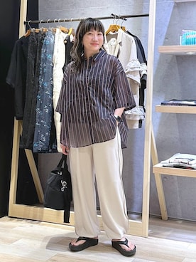「bijorie（ビジュリィ）の【bijorie】カップ付きリブスクエアキャミ／NEW BASIC 25SS（キャミソール、グリーン系）」を使った、haru.さん（レディース・160cm）の夏コーディネート