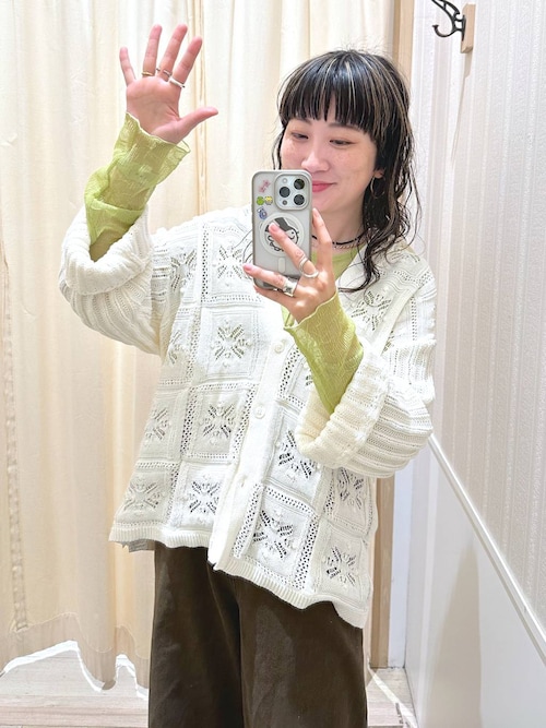 極美品♡trefle+1 ハートクロシェカーディガン　ホワイト Cardigan | TREFLE＋1（トレフルプラスワン）
