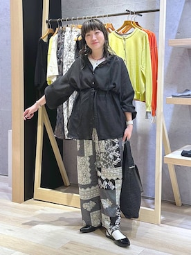 「LOWRYS FARM（ローリーズファーム）のステンレスｈｏｏｐピアス　588509（ピアス（両耳用）、ゴールド系）」を使った、haru.さん（レディース・160cm）の春コーディネート