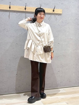 「LEPSIM（レプシィム）のスニーカーローファー　1042668（ローファー、ブラック系）」を使った、haru.さん（レディース・160cm）の秋コーディネート