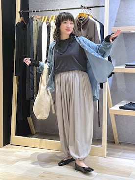 「LEPSIM（レプシィム）のシアーメランジT　497226（Tシャツ/カットソー、グレー系）」を使った、haru.さん（レディース・160cm）の春コーディネート