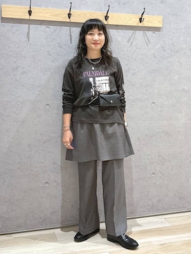 「LEPSIM（レプシィム）の《un STANDARD by LEPSIM》ワイドタックパンツ　1044791（その他パンツ、その他）」を使った、haru.さん（レディース・160cm）の秋コーディネート