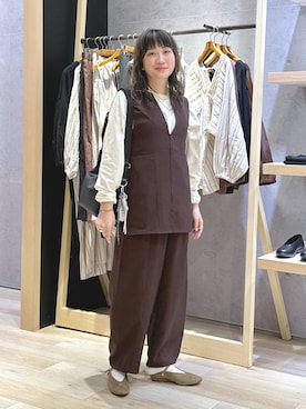 「LEPSIM（レプシィム）のフェイクレザースクエアショルダー　573177（ショルダーバッグ、ブラック系）」を使った、haru.さん（レディース・160cm）の春コーディネート