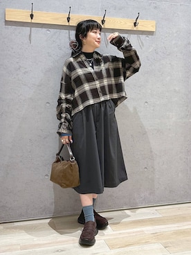 「LEPSIM（レプシィム）のスニーカーローファー　1042668（ローファー、ブラウン系）」を使った、haru.さん（レディース・160cm）の夏コーディネート