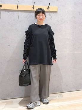 「アイテム（ママ＆ベビー、ブラック系）」を使った、haru.さん（レディース・160cm）の秋コーディネート
