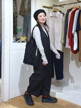 「アイテム（つなぎ/オールインワン）」を使った、haru.さん（レディース・160cm）の秋コーディネート