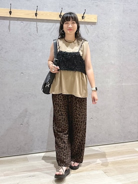 「LEPSIM（レプシィム）のステンレスニュアンスバングル　1023634（バングル/リストバンド、シルバー系）」を使った、haru.さん（レディース・160cm）の夏コーディネート