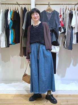 「アイテム（バングル/リストバンド）」を使った、haru.さん（レディース・160cm）の秋コーディネート