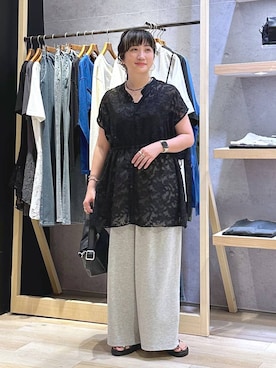 「bijorie（ビジュリィ）の【bijorie】カップ付きバッククロスキャミ／NEW BASIC 25SS（キャミソール、ブラック系）」を使った、haru.さん（レディース・160cm）の夏コーディネート