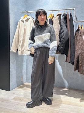 「体型カバー」｜「アイテム（アクセサリー）」を使った、haru.さん（レディース・160cm）の冬コーディネート