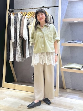 「LOWRYS FARM（ローリーズファーム）のステンレスｈｏｏｐピアス　588509（ピアス（両耳用）、ゴールド系）」を使った、haru.さん（レディース・160cm）の春コーディネート