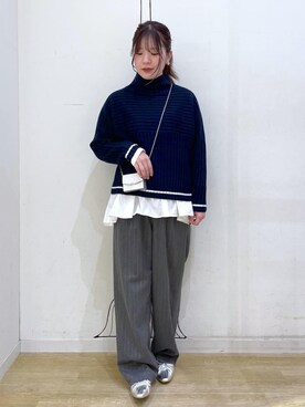「ROPE' PICNIC（ロペピクニック）のマイクロミニチェーンバッグ（ショルダーバッグ）」を使った、rinaさん（レディース・155cm）の秋コーディネート