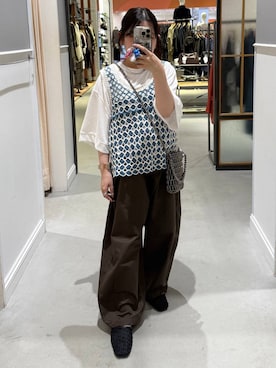 「LEPSIM（レプシィム）の《スグッカワ》ショートワイドT　639429（Tシャツ/カットソー、ホワイト系）」を使った、sereaさん（レディース）の春コーディネート