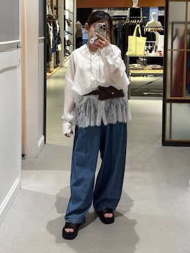 「LEPSIM（レプシィム）のステンレスロングアレンジネックレス　587102（ネックレス、シルバー系）」を使った、sereaさん（レディース）の夏コーディネート