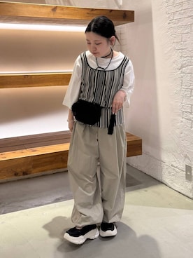 「LEPSIM（レプシィム）の《スグッカワ》ショートワイドT　639429（Tシャツ/カットソー、ホワイト系）」を使った、sereaさん（レディース）の夏コーディネート