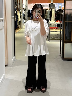 「LEPSIM（レプシィム）のステンレスロングアレンジネックレス　587102（ネックレス、シルバー系）」を使った、sereaさん（レディース）の夏コーディネート