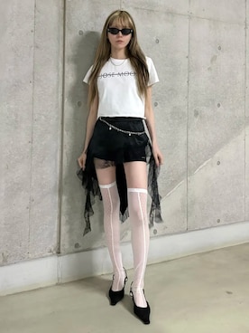 「JOSE MOON（ジョゼムーン）のSLINGBACK SATIN  PUMPS/スリングバックサテンパンプス（パンプス、ブラック系）」を使った、JOSE MOONさん（レディース・159cm）の春コーディネート