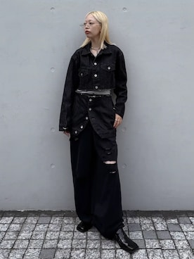 「アイテム（デニムスカート、ブラック系）」を使った、JOSE MOONさん（レディース・163cm）の冬コーディネート