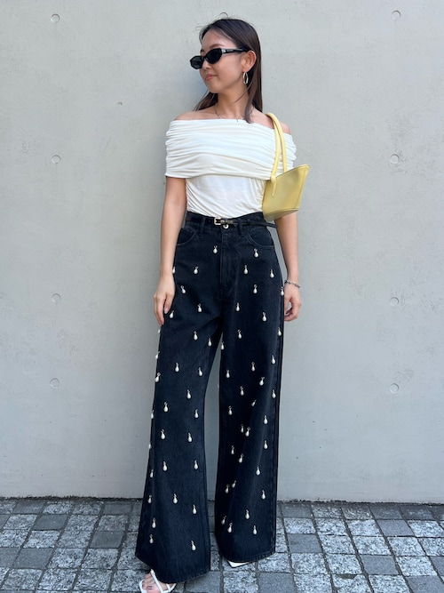 tシャツ GATHER OFF SHOULDER TOPS/ギャザーオフショルダートップス レディース JOSE MOON（ジョゼムーン）の「GATHER OFF SHOULDER TOPS