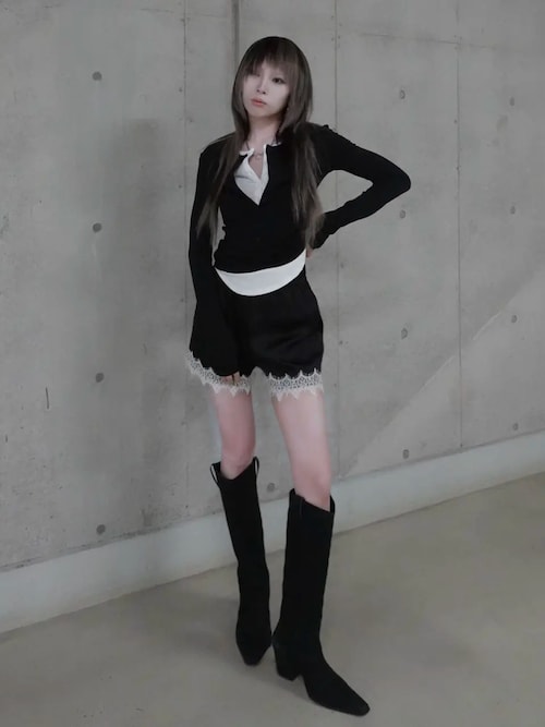 新品タグ付き　JOSE MOONサテンショートパンツ　 ブラック JOSE MOON（ジョゼムーン） パンツ LACE TRIM SHORT PANTS/レース