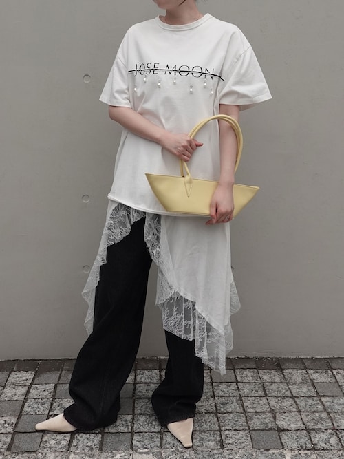 JOSEMOON LOGO OVER TSHIRT with PEARL/ジョゼムーンロゴ
