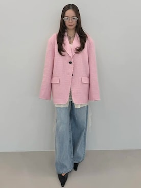 「JOSE MOON（ジョゼムーン）のPEPLUM LACE TOPS/ペプラムレーストップス（キャミソール、ホワイト系）」を使った、JOSE MOONさん（レディース・159cm）の秋コーディネート