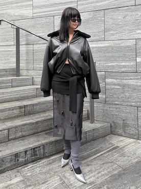 「アイテム（レギンス/スパッツ）」を使った、JOSE MOONさん（レディース・163cm）の冬コーディネート