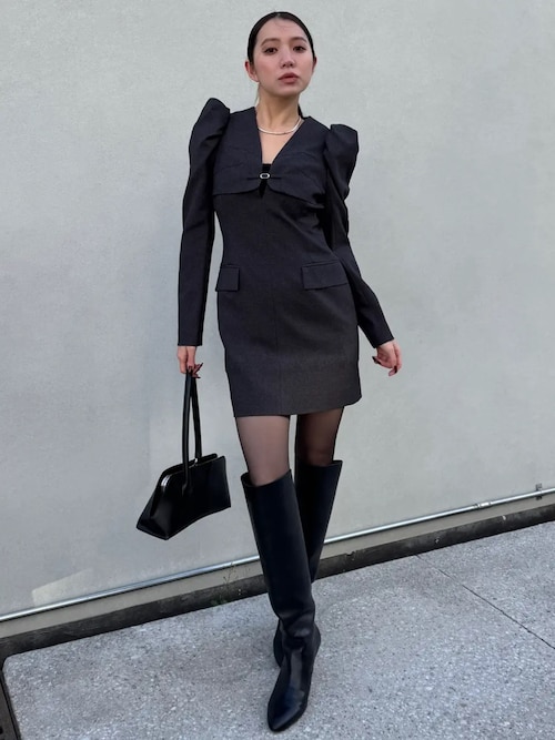 セール】POWER SHOULDER MINIDRESS/パワーショルダーミニドレス