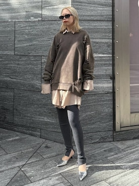 「アイテム（レギンス/スパッツ）」を使った、JOSE MOONさん（レディース・163cm）の冬コーディネート