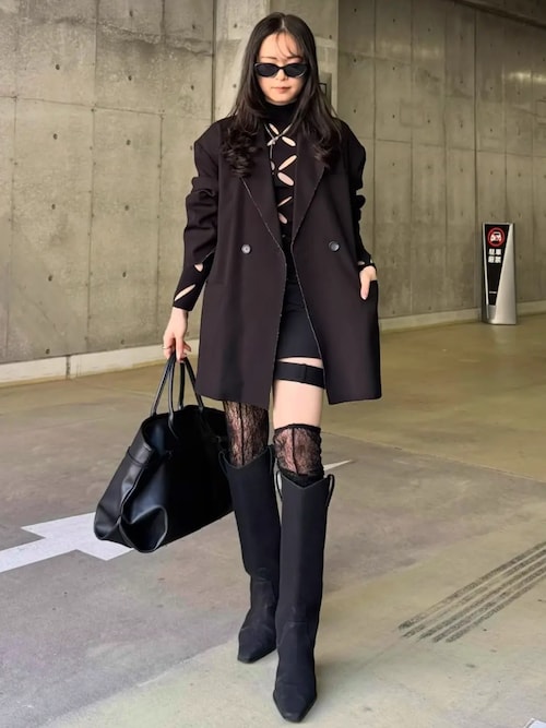 ジョゼムーンLOW WEST CUTTING MINI SKIRT ブラック LOW WEST CUTTING