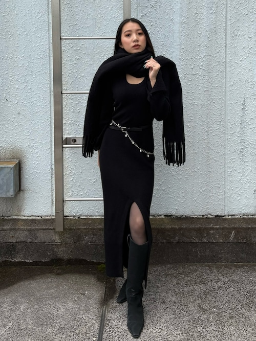 ジョゼムーン☆ディープスリットニットドレス DEEP SLIT KNIT DRESS/ディープスリットニットドレス（ワンピース